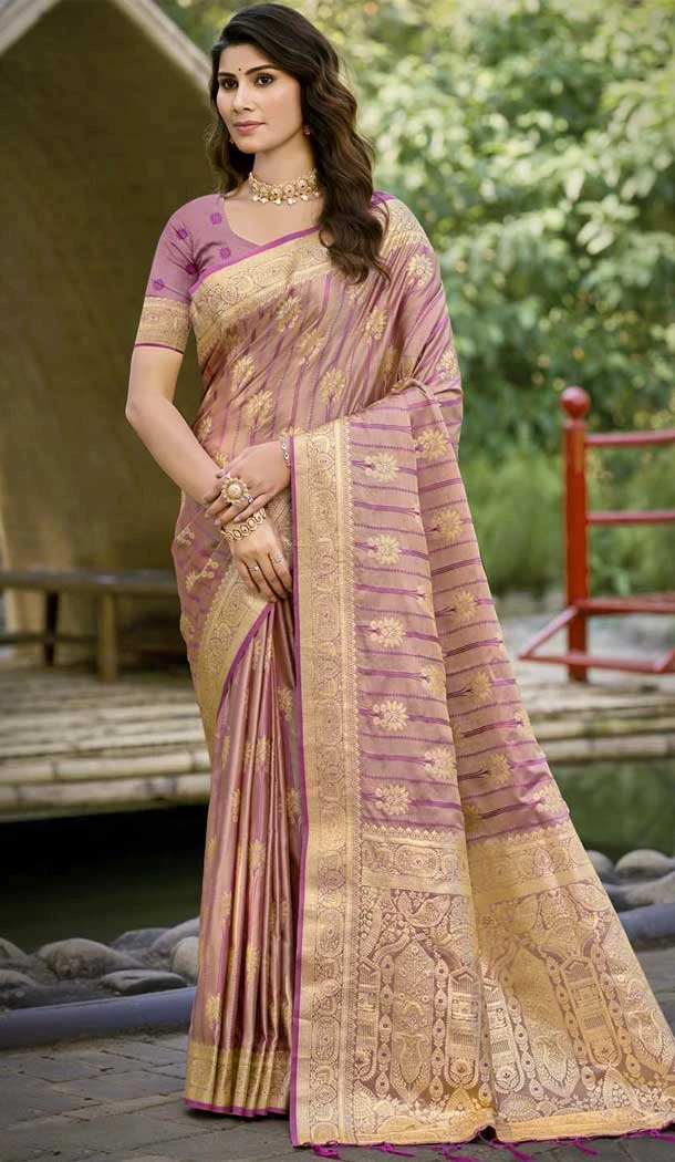 Art Silk Zari Work Designer Party Wear Saree In Mauve - 11412200691