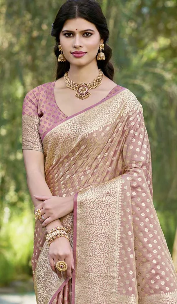 Mauve Art Silk Weaving Work Traditional Party Wear Saree - 11413200694