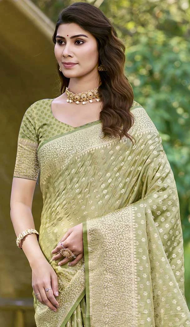 Pista Green Art Silk Weaving Work Traditional Party Wear Saree - 11413200695