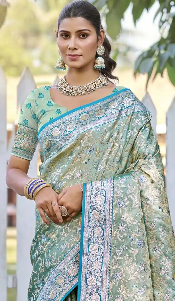 Sky Blue Art Silk Weaving Work Party Wear Saree - 11414200700