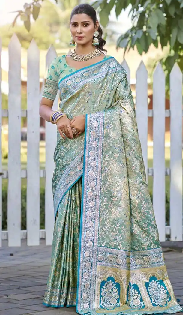 Sky Blue Art Silk Weaving Work Party Wear Saree - 11414200700