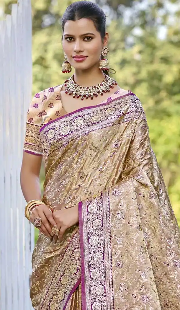 Purple Art Silk Weaving Work Party Wear Saree - 11414200701