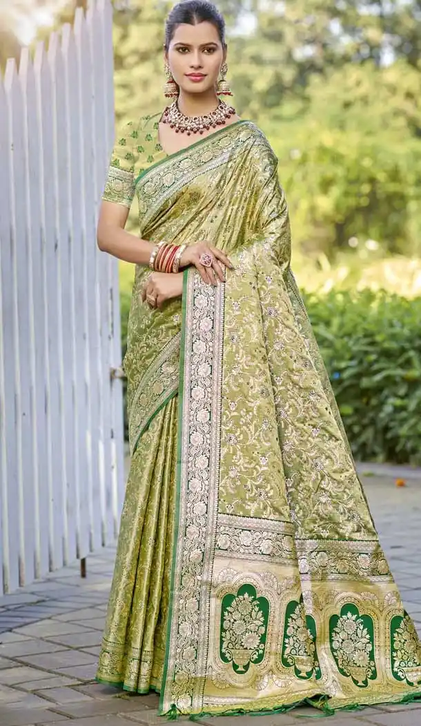 Green Art Silk Weaving Work Party Wear Saree - 11414200704