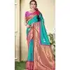 Art Silk Weaving Work Traditional Wear Plus Size Saree In Firozi Blue - 11425200778