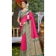 Rani Pink Art Silk Woven Work Party Wear Saree - 11428200792
