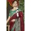 Wine Art Silk Woven Work Party Wear Plus Size Saree - 11428200795