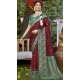 Wine Art Silk Woven Work Party Wear Saree - 11428200795