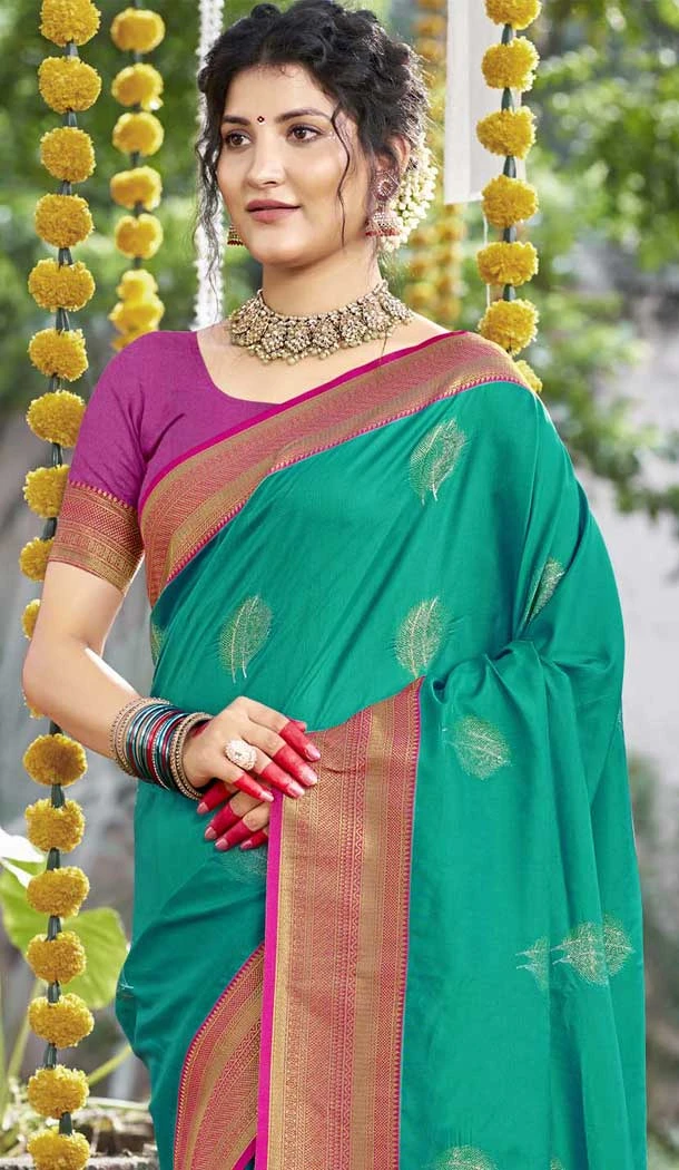 Art Silk Weaving Work Party Wear Saree In Rama Blue - 11435200838
