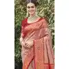 Dark Peach Art Silk Woven Work Designer Party Wear Plus Size Saree - 11436200844