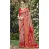 Dark Peach Art Silk Woven Work Designer Party Wear Plus Size Saree - 11436200844