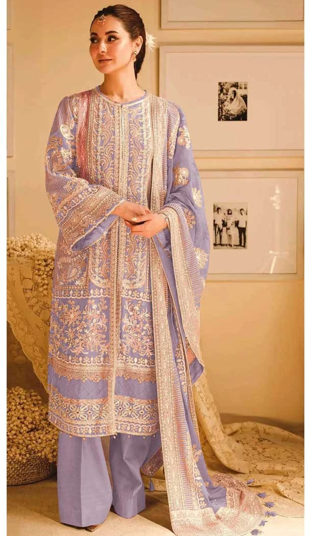 Lavender Fox Georgette Embroidery Work Party Wear Palazzo Salwar Suit - 11531201504