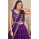 Purple Georgette Embroidered Traditional Wear Lehenga Choli - 11546201618