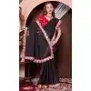 Georgette Thread Work Designer Party Wear Plus Size Saree In Black - 11551201628
