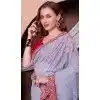 Georgette Thread Work Designer Party Wear Plus Size Saree In Grey - 11551201629