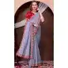 Georgette Thread Work Designer Party Wear Plus Size Saree In Grey - 11551201629