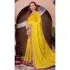 Georgette Thread Work Designer Party Wear Plus Size Saree In Yellow - 11551201631