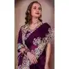 Purple Soft Jimmy Choo Embroidered Party Wear Plus Size Saree - 11552201632