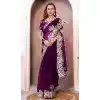 Purple Soft Jimmy Choo Embroidered Party Wear Plus Size Saree - 11552201632