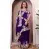 Royal Blue Soft Jimmy Choo Embroidered Party Wear Plus Size Saree - 11552201635