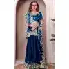 Teal Blue Soft Jimmy Choo Embroidered Party Wear Plus Size Saree - 11552201636