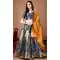 Navy Blue Soft Silk Jacquard Work Party Wear Lehenga Choli - 11553201638
