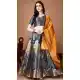 Navy Blue Soft Silk Jacquard Work Party Wear Lehenga Choli - 11553201638