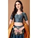 Blue Soft Silk Jacquard Work Party Wear Lehenga Choli - 11553201641