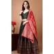Green And Red Soft Silk Jacquard Work Party Wear Lehenga Choli - 11553201645