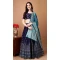 Indigo Blue Soft Silk Jacquard Work Party Wear Lehenga Choli - 11553201647
