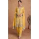 Chinon Embroidered Party Wear Palazzo Salwar Suit In Yellow - 11556201657