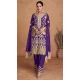 Chinon Embroidered Party Wear Palazzo Salwar Suit In Purple - 11556201659