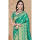 Sea Green Art Silk Printed Designer Party wear Saree - 11415200709