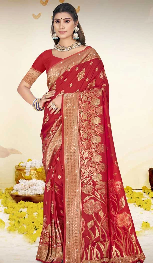 Art Silk Printed Party Wear Saree In Maroon - 11416200712