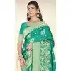 Art Silk Printed Party Wear Plus Size Saree In Sea Green - 11416200713