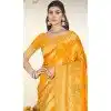 Art Silk Printed Party Wear Plus Size Saree In Yellow - 11416200715