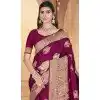 Wine Art Silk Printed Traditional Party Wear Plus Size Saree - 11417200720