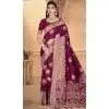 Wine Art Silk Printed Traditional Party Wear Plus Size Saree - 11417200720