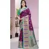 Wine Art Silk Weaving Work Party Wear Plus Size Saree - 11460201007