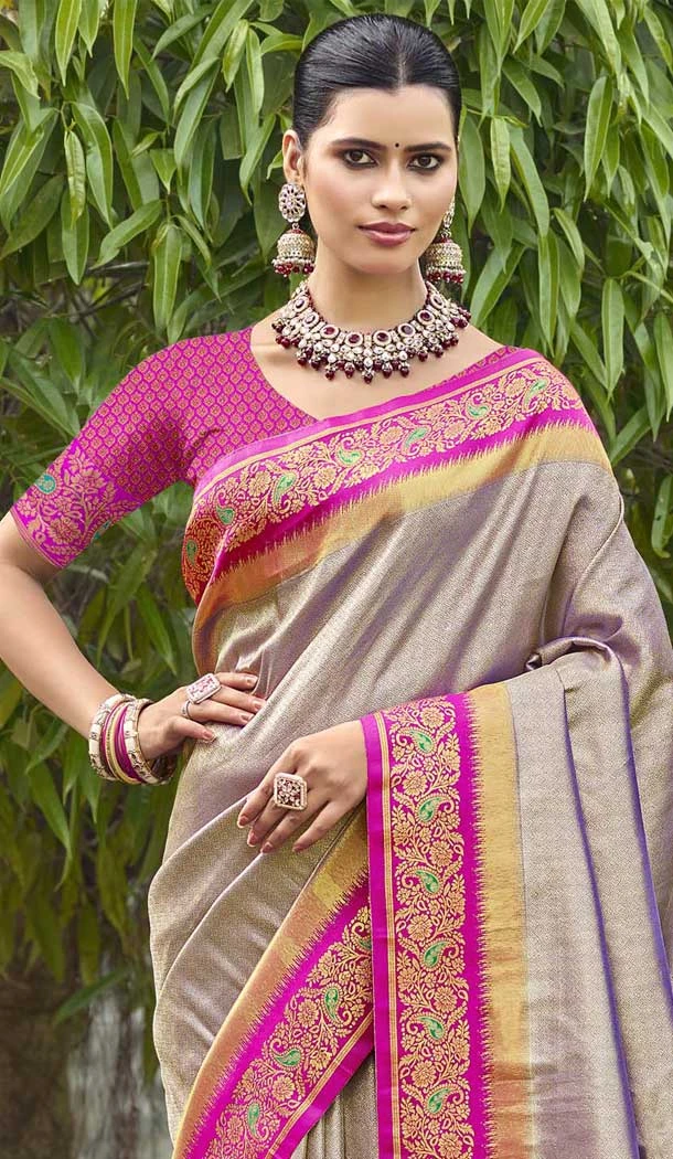 Grey Art Silk Weaving Work Designer Party  Wear Saree  - 11463201024