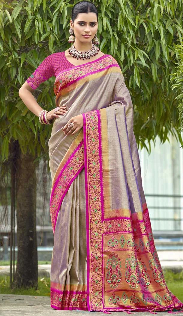 Grey Art Silk Weaving Work Designer Party  Wear Saree  - 11463201024