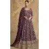 Purple Georgette Embroidered Party Wear Plus Size Anarkali Suit - 11555201651