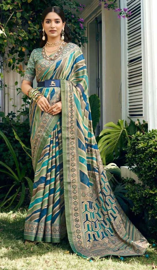 Multi Color Georgette Printed Party Wear Saree - 11538201558