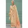 Cream Banarasi Silk Weaving Work Party Wear Plus Size Saree - 11540201573
