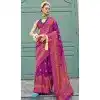 Brinjal Color Banarasi Silk Weaving Work Party Wear Plus Size Saree - 11540201576