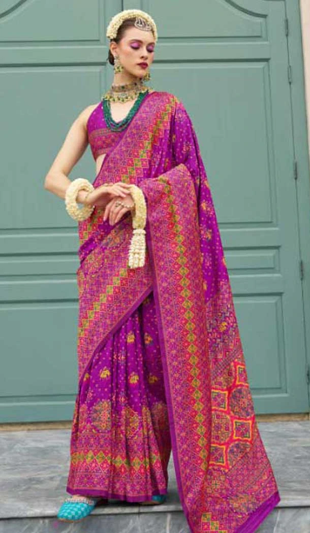 Brinjal Color Banarasi Silk Weaving Work Party Wear Saree - 11540201576