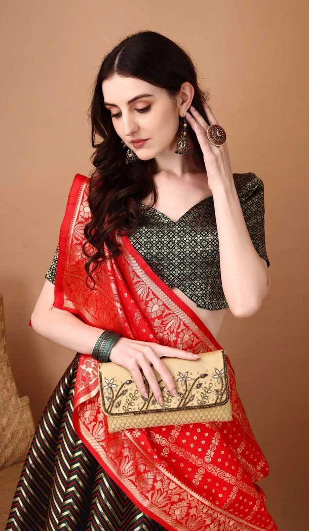 Green Silk Jacquard Work Casual Party Wear Lehenga Choli  - 11564201697