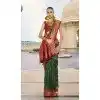 Banarasi Silk Weaving Work Party Wear Plus Size Saree In Green - 11576201770