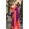 Purple Banarasi Silk Resham Work Designer Party Wear Plus Size Saree - 11577201776