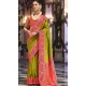 Parrot Green Banarasi Silk Resham Work Designer Party Wear Saree - 11577201777
