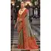Grey Banarasi Silk Resham Work Designer Party Wear Plus Size Saree - 11577201781